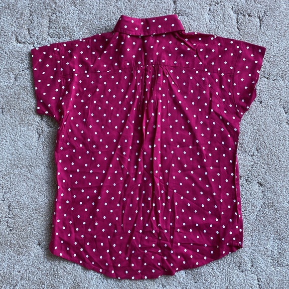 Girls pink polka dot button up shirt. Size Large - Picture 2 of 4